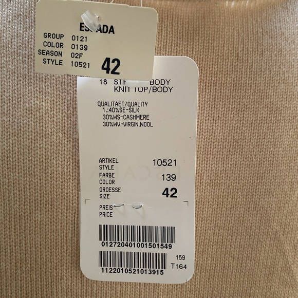 NWT ESCADA Silk Cashmere & Virgin Wool Knit Top SZ 42 - Picture 3 of 5